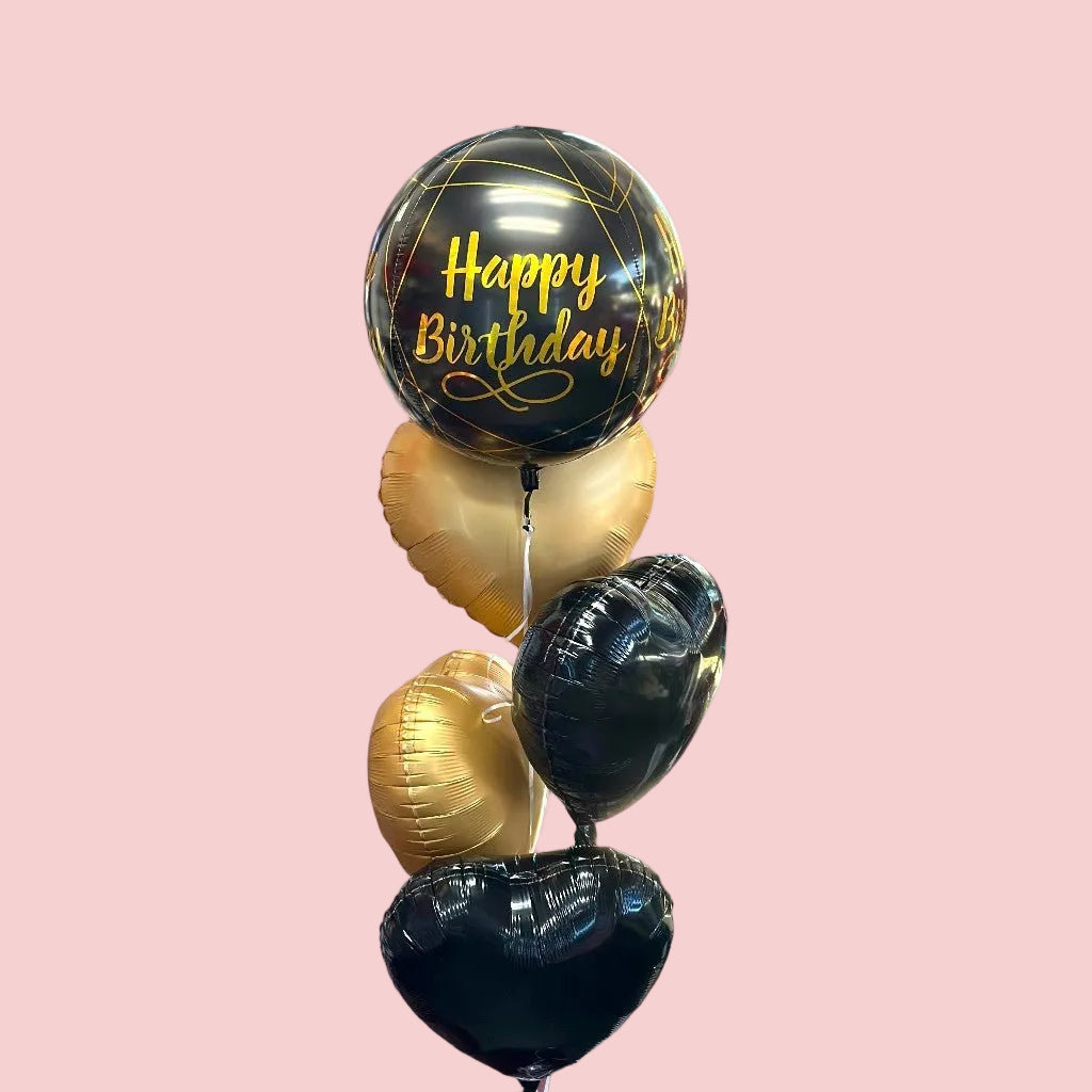 Happy Birthday Black Bubble - Balloon Bouquet