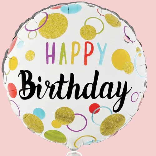 Happy Birthday Gold Dots a?? Helium Balloon